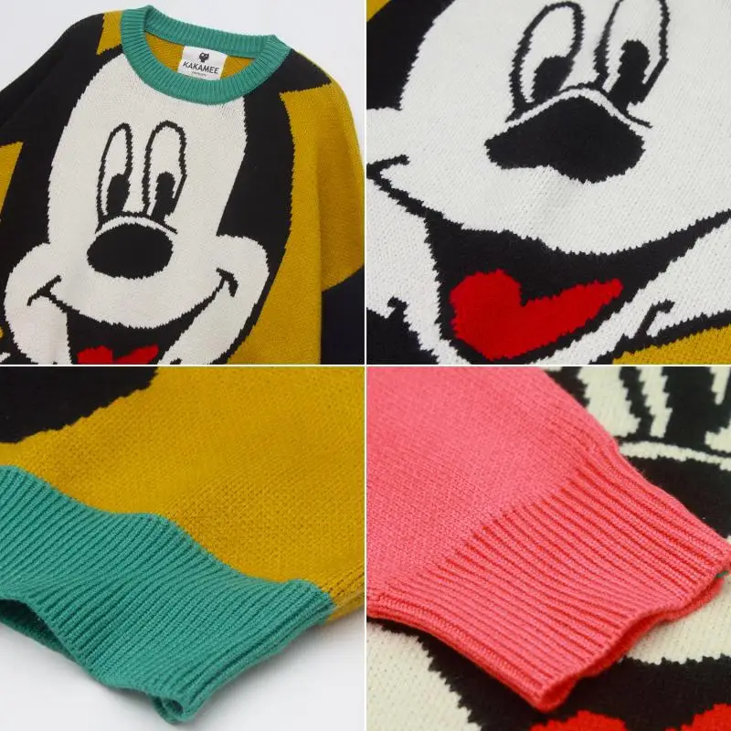 Imagem -04 - Disney-suéteres de Mickey Feminino Cabolsa dos Desenhos Animados Solto e Confortável Selvagem Tops Kawaii Grosso Outono Inverno