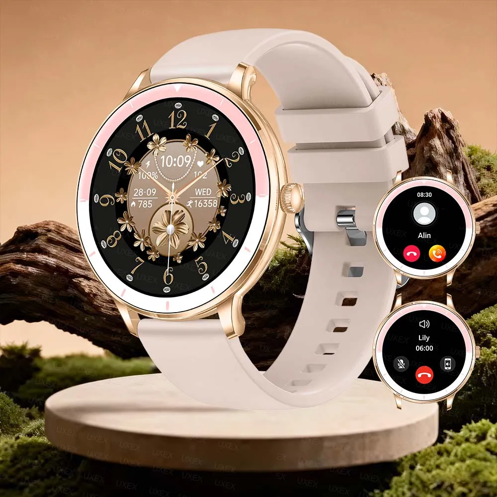 Women Smartwatch 1.26 HD Full Screen BT Call Health Tracking Step Count Heart Rate Music Control Waterproof Smart Watch Fashion