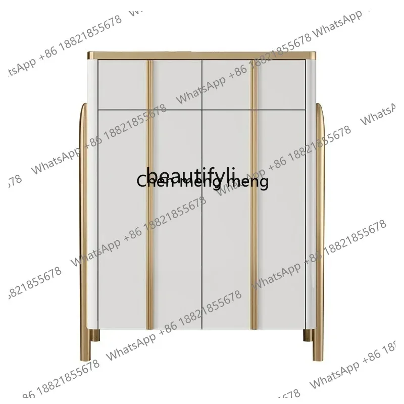 lhy 26 new yj Light Luxury Home Shoe Cabinet Large Capacity Modern Minimalist Door Entrance Cabinet Nordic Paint Solid Wood Whit