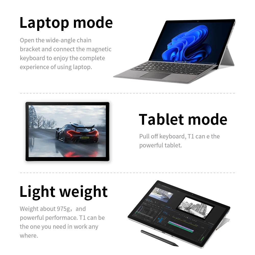 T1 Laptop 2-w-1 Tablet PC 12-gi Gen Intel Core i7-1260P 16G + 512GB 1TB 2TB 13 "2K IPS Ultraslim Windows 11 komputer 65W Notebook