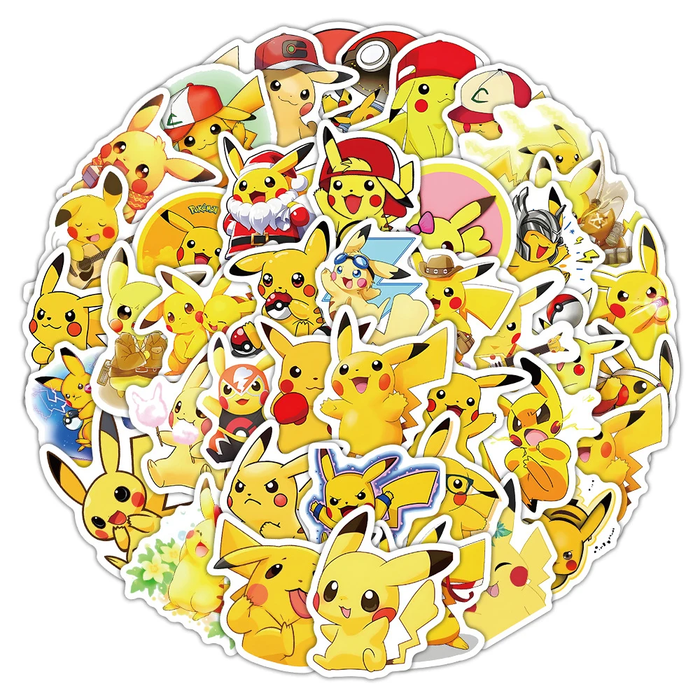 10/30/50pcs Kawaii Cartoon Pokemon Pikachu Stickers Graffiti Waterproof Decals Car Motorcycle Fridge Laptop Cute Anime Sticker