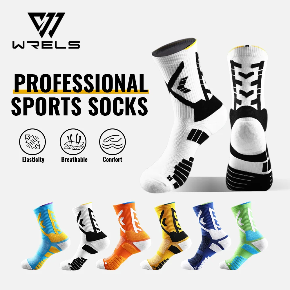 

WRELS 1/2/3 Pairs Basketball Socks Men Breathable Towel Bottom Cushioned Middle Socks Running Arch Support Anti Slip Sports Sock