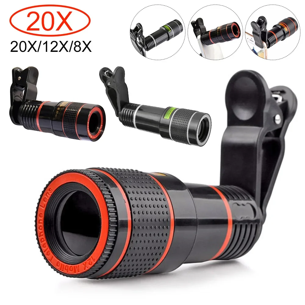 20X 12X 8X Zoom Phone Lens Phone Camera Telephoto Lens Monocular Telescope Universal Phone Optical Telescope Lens For iPhone