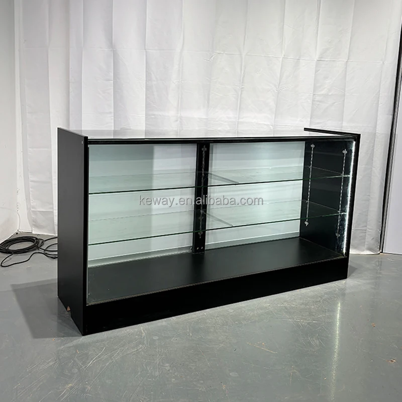 Keway Melamine Plate Stand Glass Showcase Multi-layer Retail Store Display Shelf MDF Glass Display case for Supermarket