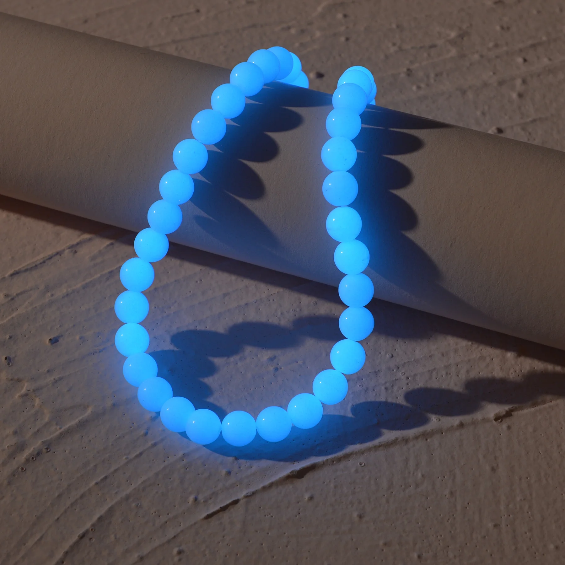 Natural Stone Luminous Beads Glowing In The Dark Blue Loose Round Beads for Jewelry Making Bracelet Necklace DIY 10mm