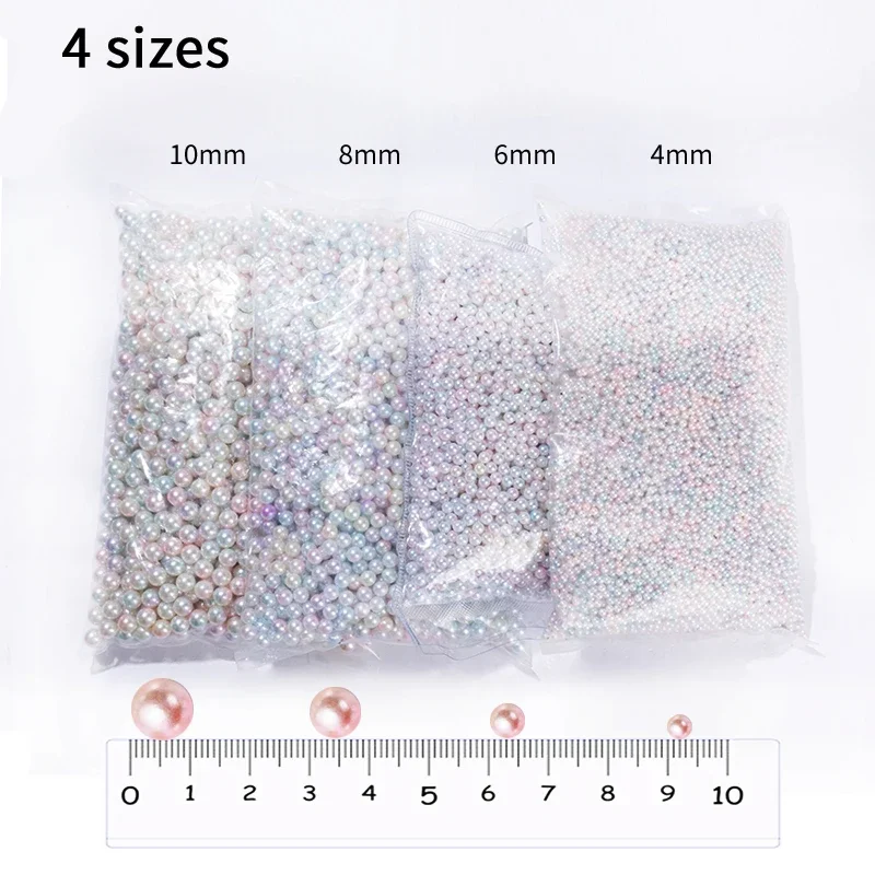 850pcs-14000pcs/Bag Multicolors No Hole ABS Imitation Pearl Beads Round Loose Beads for DIY Clothing Making Supplies