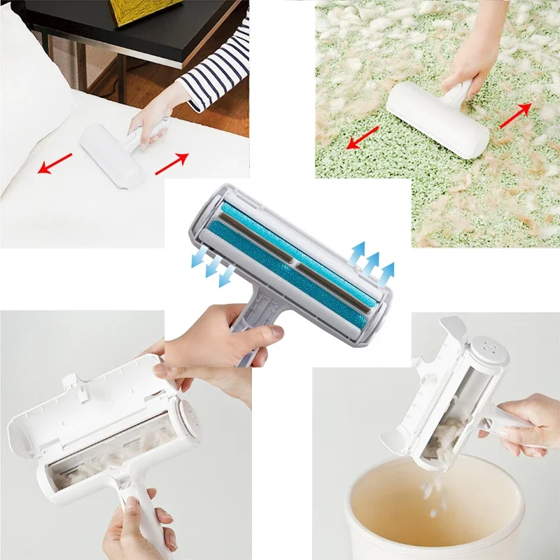 

Pet Hair Roller Remover Lint Brush 2-Way Dog Cat Comb Tool Convenient Cleaning Dog Cat Fur Brush Base Home Furniture Sofa Clothe