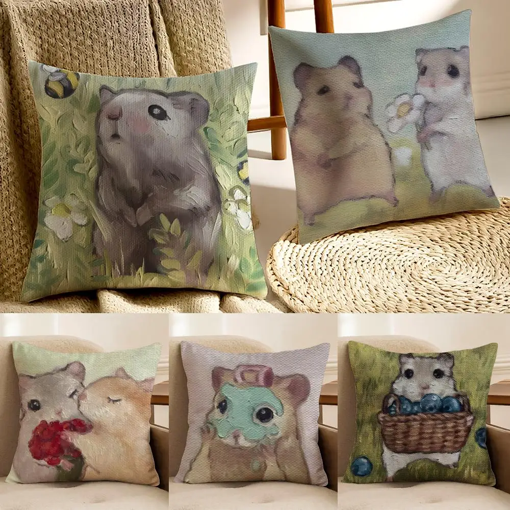 H-hamster Cushion Cover Pillowcase Anti-dustmite living Room Sofa Decor Cushion Room