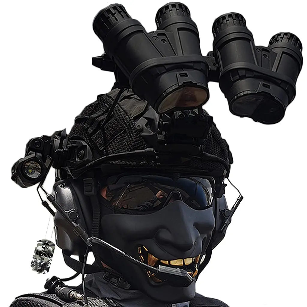 Tactical Helmet Sets, Outdoor Gear with Military Headset & Binoculars & Goggles, Heavy Men's Full Set of Paintball Protective