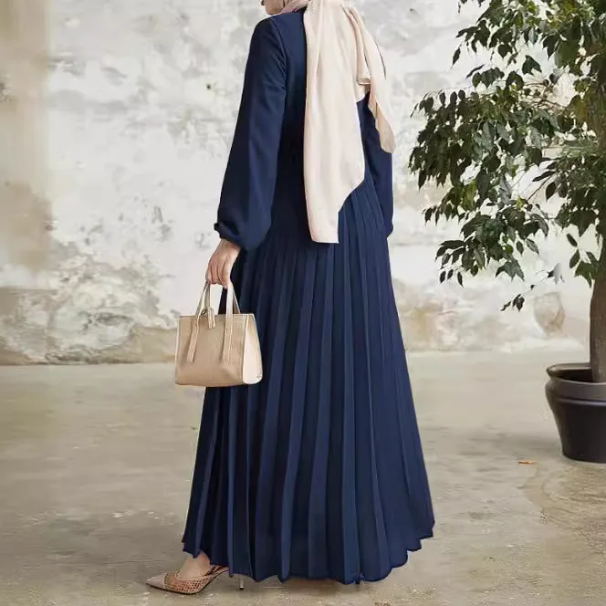 Elegant Chiffon Dress for Women Islam Clothing Muslim Dress Women Fold Dubai Abayas African Turkish Robe Musulmane Femme Vestido