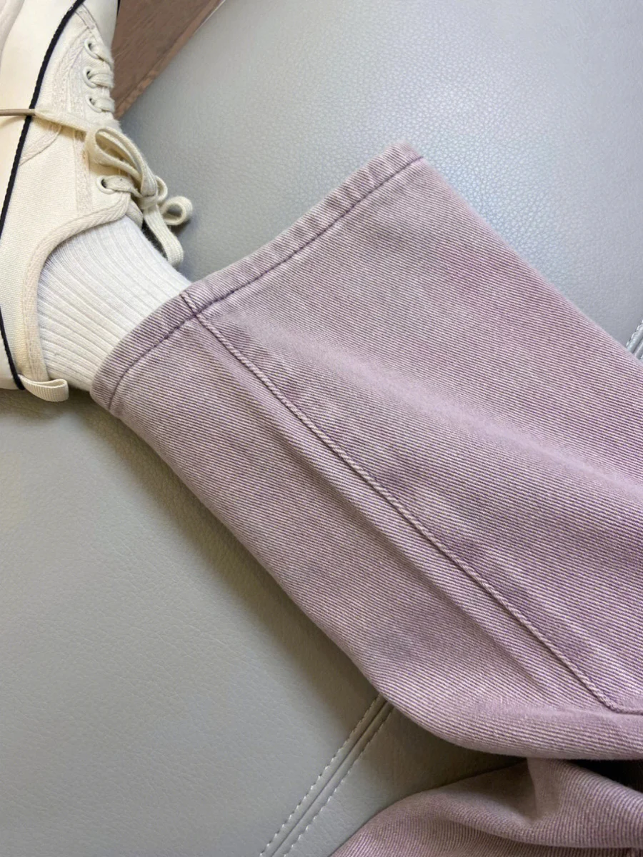 

High Waist Wide Leg Jeans Women's Summer New Design Purple Loose Fit Straight Leg Long Pants Slimming Effectiven