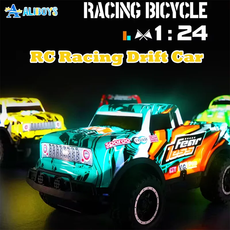 1/24 RC Car Light Emitting Remote Control Drift Bike Climbing Off-Road Car Graffiti Drift Racing Model Children's Toy Kid Gift