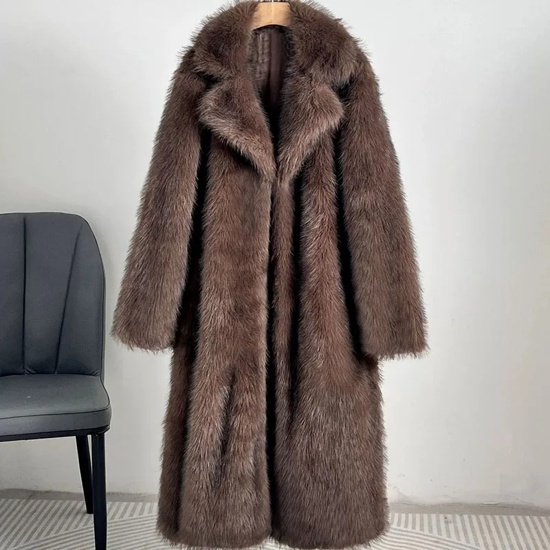 Vossenbont imitatie damesbontjas 2025, nieuwe winterbont en nepbontjas, mode-revers, effen kleur, vrijetijdskleding, damesbontjas H372