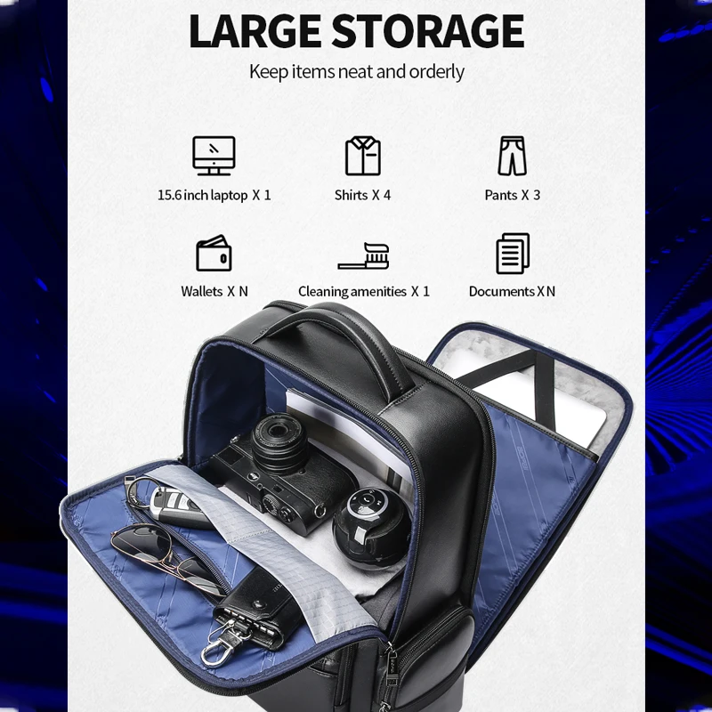 BOPAI Mochila de cuero de lujo Hombres Mochila de cuero genuino Moda de negocios Bolso de cuero de vaca Mochila de cuero casual para computadora