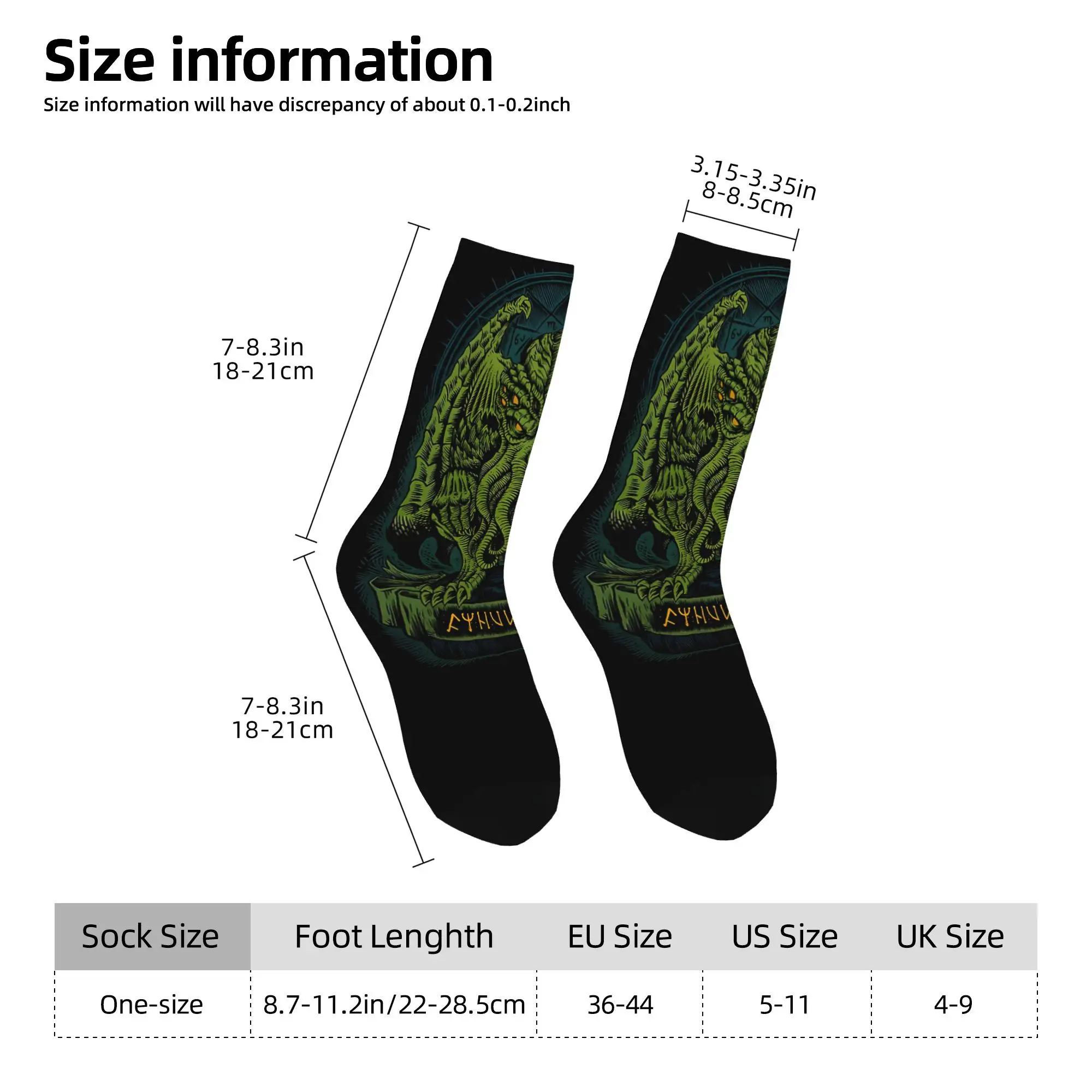 1pc Cthulhu Design  Printed Men's Socks Novelty Hip Hop Harajuku Pattern Crew Sock Casual Gift