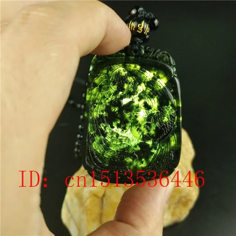 

Certified Chinese Natural Black Green Jade Phoenix Pendant Necklace Fashion Charm Jewellery Hand-Carved Woman Lucky Amulet Top