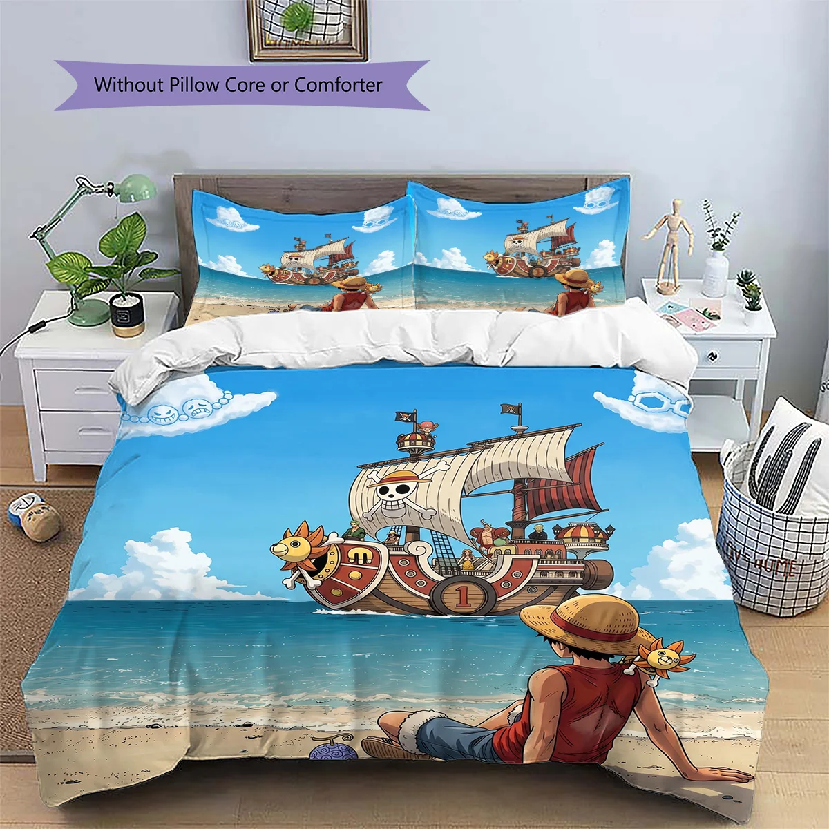 Ensemble de housse de couette et de taie d'oreiller One Piece |   Parure de lit imprimée OnePiece sélectionnée |   Splendide cadeau pour les fans d'anime YUN6511