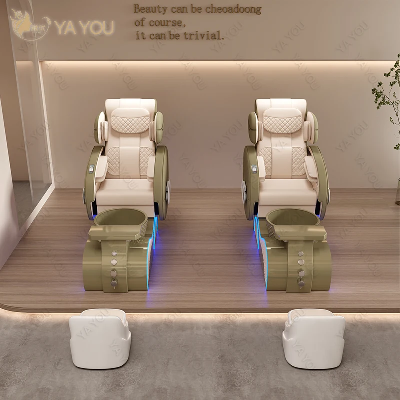 Yayou Luxury Design Electric Massage Automatic Water Circulation Pedicure Chair Inverted Back Full Massage For Nail Shop