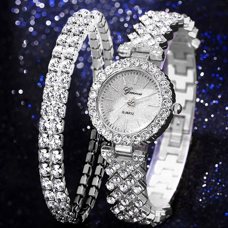 2pc elegant pointer style women's watch+accessory set, perfect match between watch and same color accessories