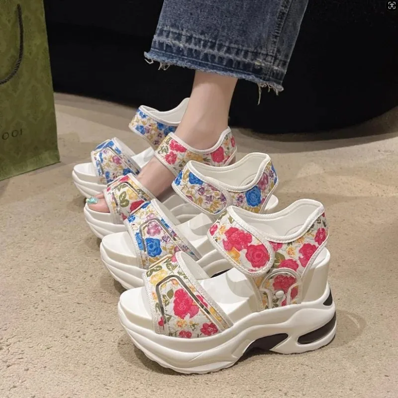 Platform Sandals Female 2024 Summer Fashion Peep-toe Shoes Character With High Heel Muffin Daddy Leisure Sports Sandals Female
