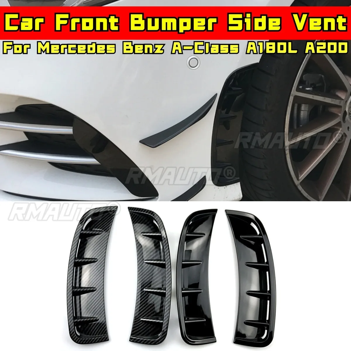 

Для Mercedes Benz A-Class A180L A200L комплект кузова автомобиля передний бампер боковое вентиляционное отверстие крышки автомобильные аксессуары