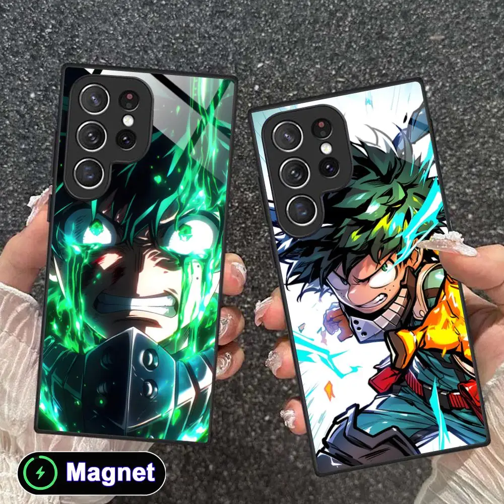 MHA Izuku Deku Phone Case for Samsung Galaxy S26 S25 S24 S23 S22 S21 S20 Note20 Plus FE Ultra Glass Magnet Cover