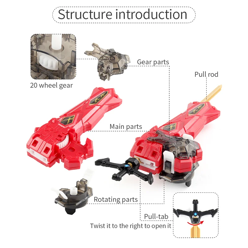 Rotating Gyro Launcher Solong4u, New Fighting Gyro Toy Accessories Two-way Ruler Handle Launcher, Many Cool Colors.