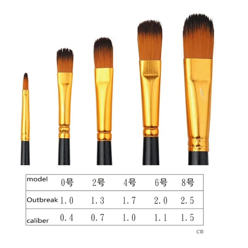 5 Pieces Paint Brush Set Oil Watercolor Paint Brushes Artist Paintbrushes Round Head Flat Head Brushes Drawing Supplies