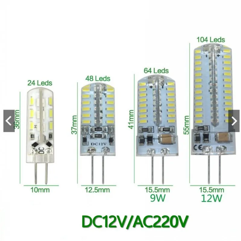Pop 10PCS Mini G4 LED Lamp 3W 6W 9W 12W COB LED Bulb DC AC 12V 360 Beam Angle Chandelier Light Replace Halogen G4 Lamps