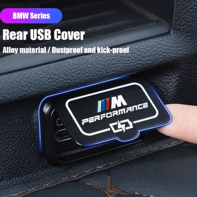 

Alloy Car Rear Seat USB Charging Port Protective Dustproof Cover Sticker For BMW 1 2 3 4 5 6GT X1 X2 X3 X4 X5 X7 iX3 2020-2025