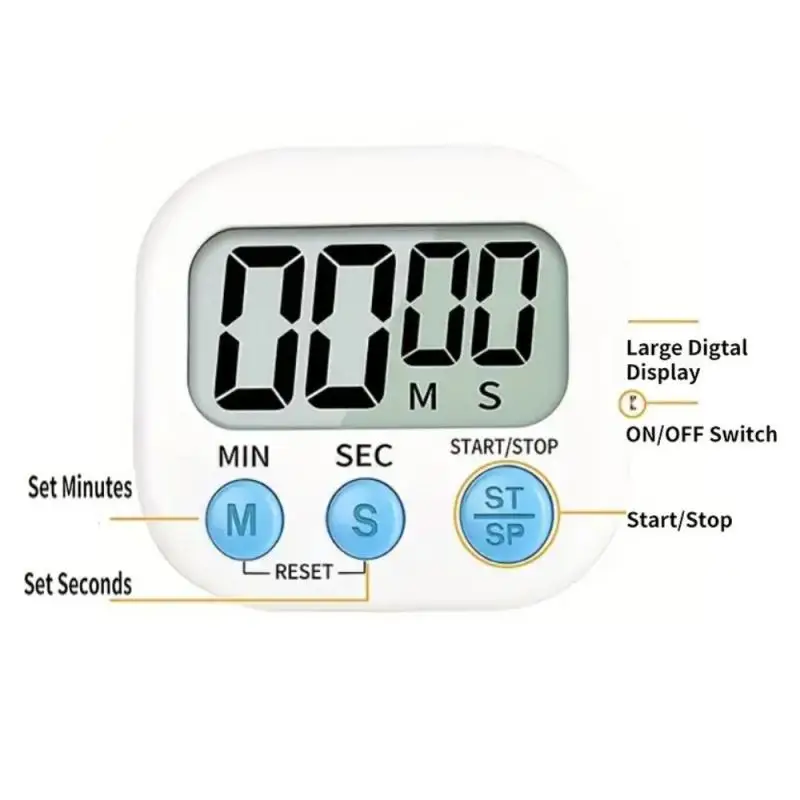 Magnetic LCD Digital Kitchen Countdown Timer Stopwatch With Stand Practical Cooking Baking Sports Alarm Clock Reminder Tools