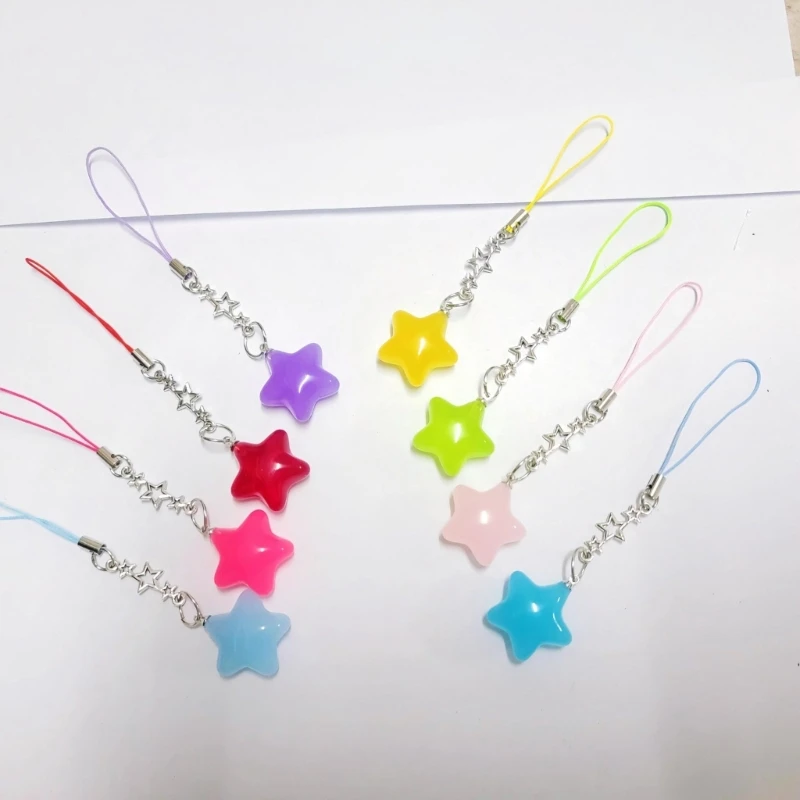 Bunter fünfzackiger Stern-Kristallperlen-Schlüsselanhänger-Anhänger, Hängeetiketten, Legierung, Schmuck, Halskette, DIY-Zubehör – Detail 16