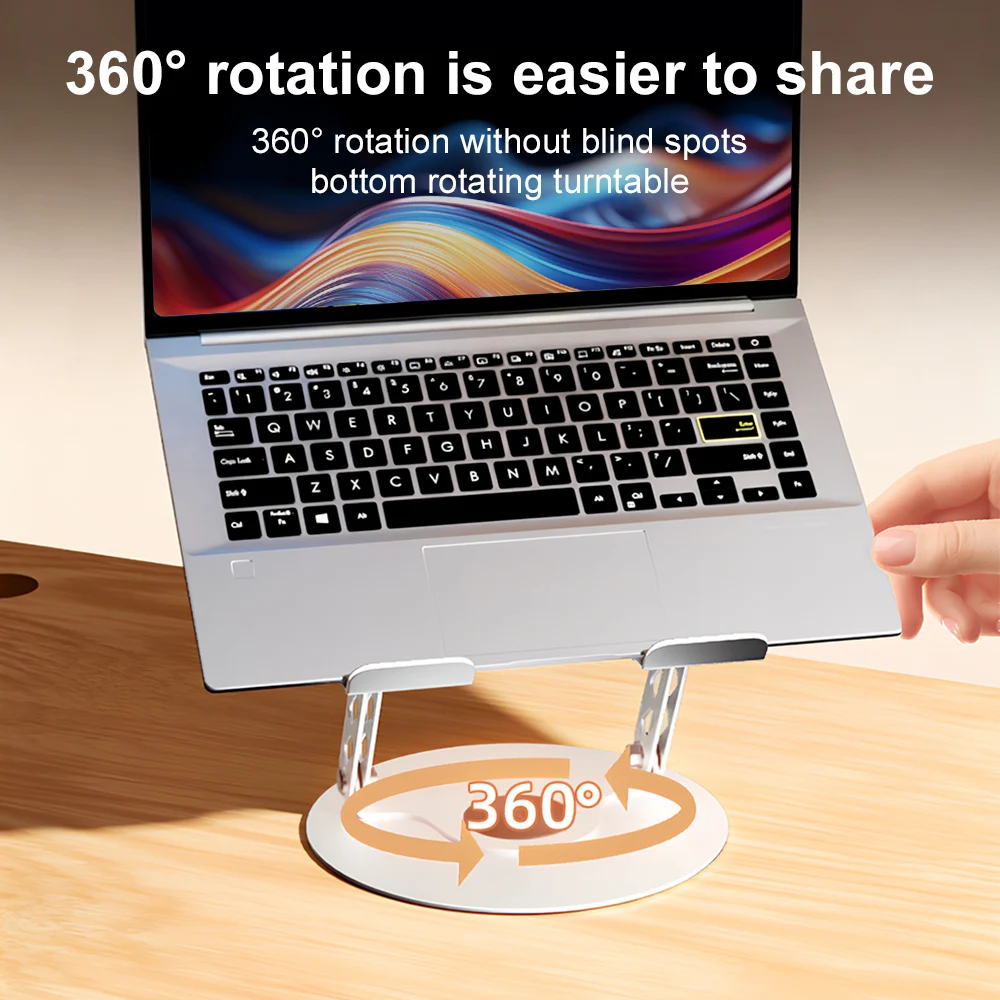 Adjustable Portable Desktop Metal Holder Cooling Stand 360° Rotatable Foldable Tablet Stand Support For Laptop iPad Pro Phone