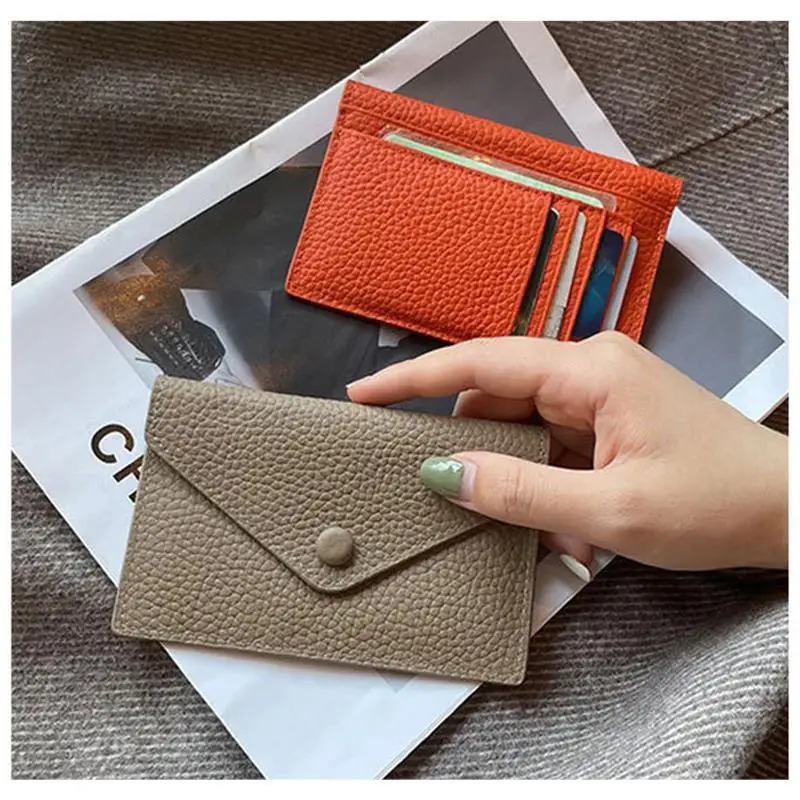 

Ультратонкий держатель для карт из натуральной кожи, модный матовый кошелек-портмоне для мужчин и женщин из однотонного полиуретана