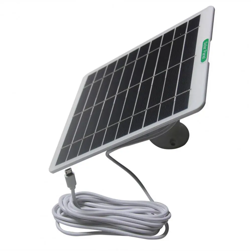 Dual Interface Solar Charging Cable Solar Panel for Security Cameras 5w Weather-resistant Solar Charging Panel with Type-c