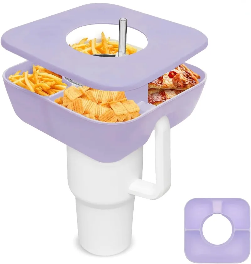 Snack Bowl for Stanley Cup,Reusable  Tray for Tumbler Snack Snack Tray for Candy,Appetizer,Nuts,Popcorn,Cup Holder for Outdoor