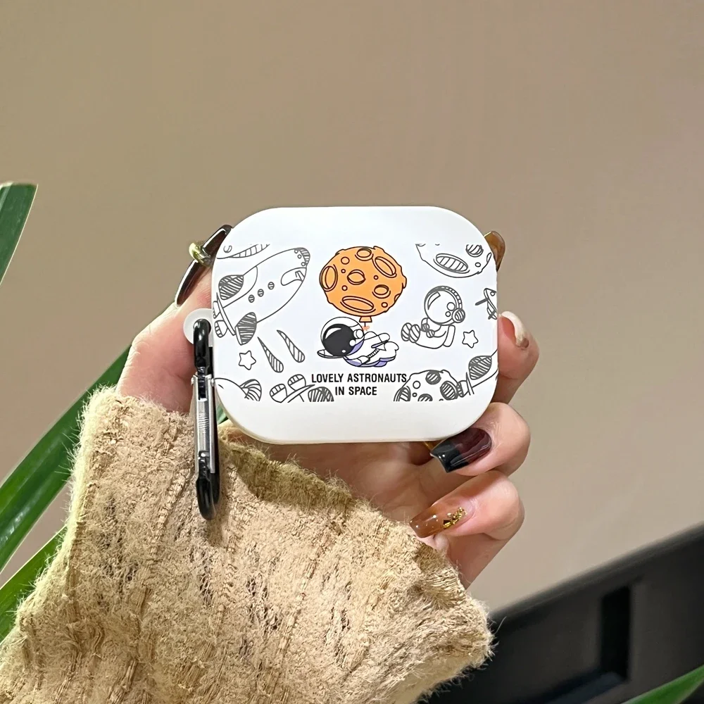 لطيف الكرتون رائد الفضاء رائد الفضاء كريستال ملصقات حقيبة سماعة الاذن ل Redmi Buds 5/براعم 6 (2024) الغطاء الواقي مع هوك