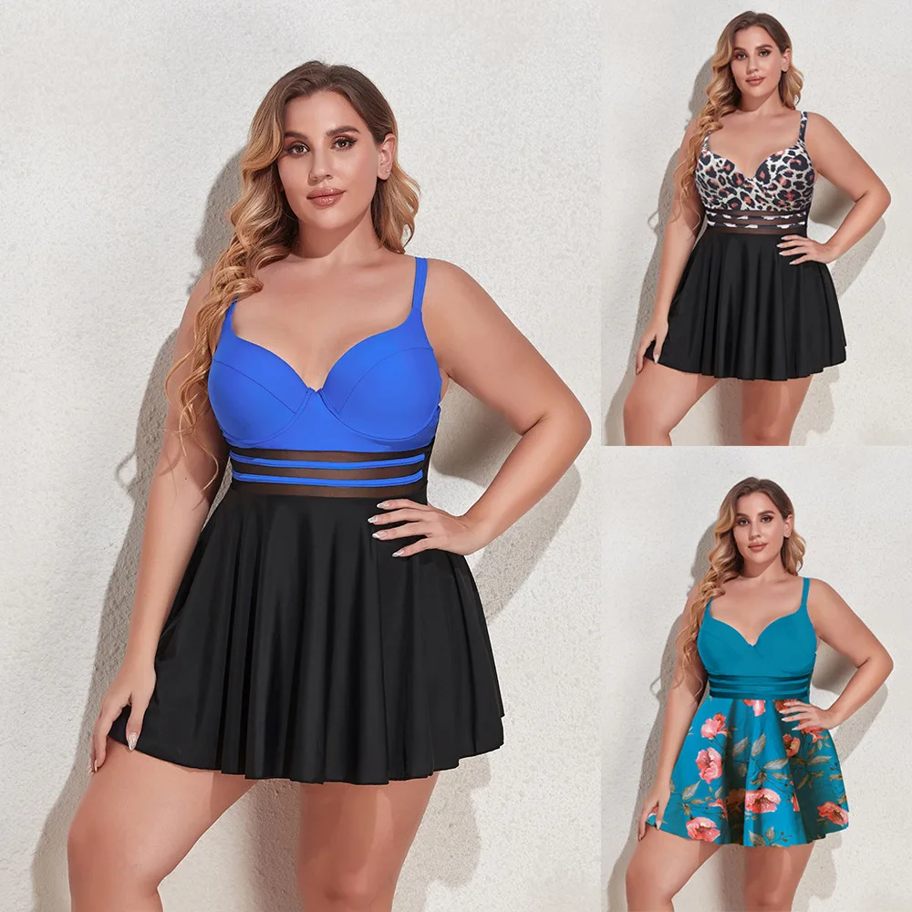 ملابس السباحة النسائية التنانير السباحة زائد Sizexxxl المايوه الدهون سيدة فساتين الشمس Tankini المحافظ سبا منتجع ملابس بحر