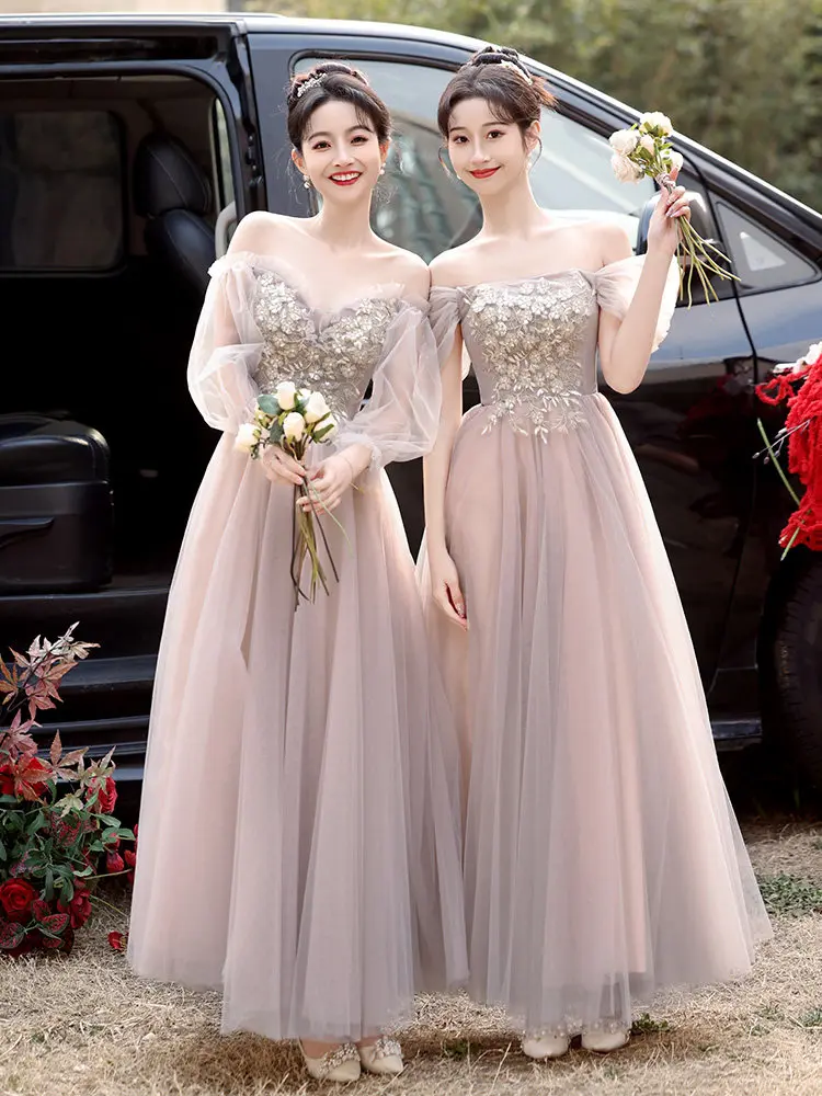 Sukienki dla druhen na wesele, eleganckie aplikacje, krótkie rękawy, sukienki na imprezy, letnie sukienki damskie, sukienki wieczorowe w kształcie litery A na występy.