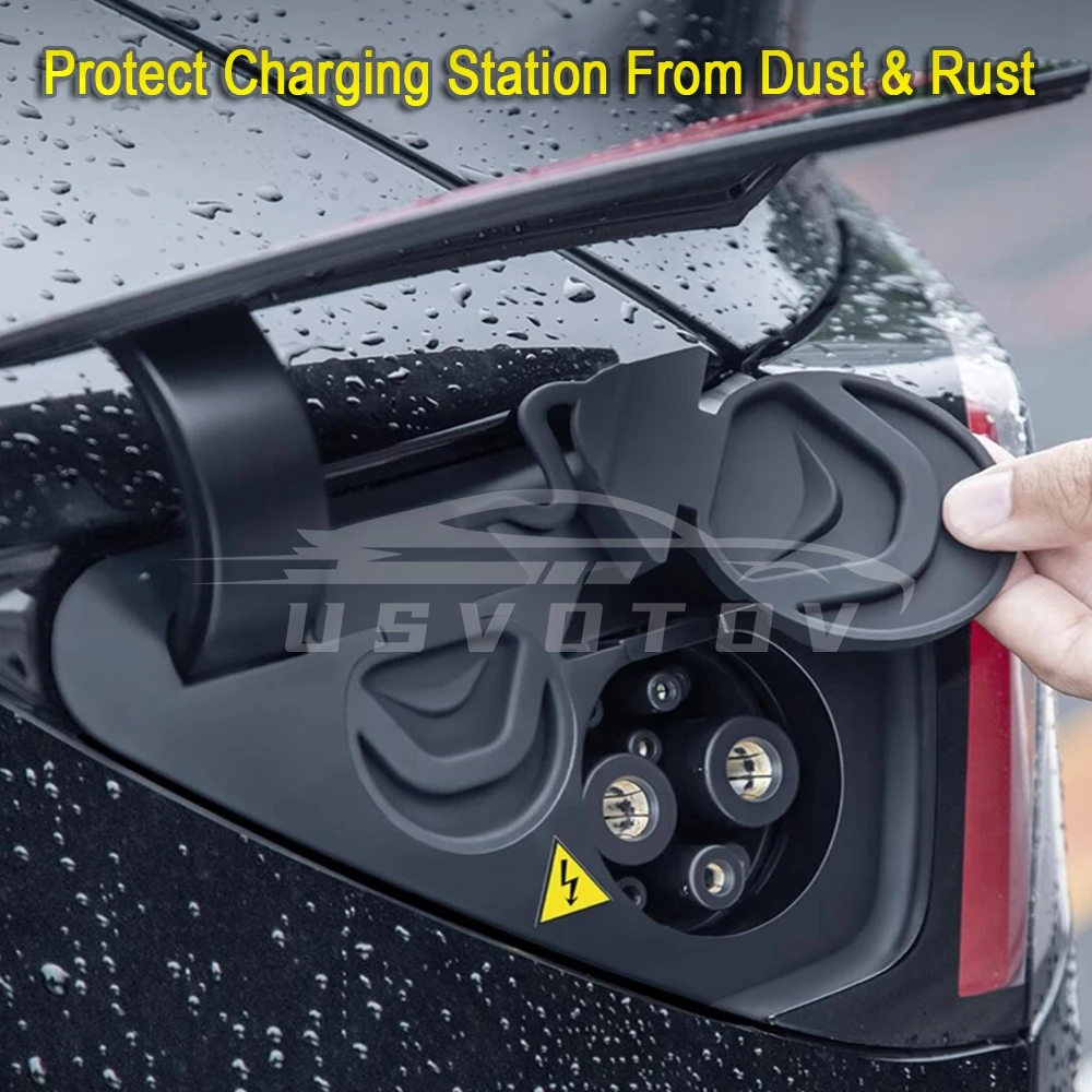 Waterproof Charging Port Cover For Tesla Model 3 Y Accessories 2025 2024 - 2023 Silicone Charger Plug Protector Rainproof Pad