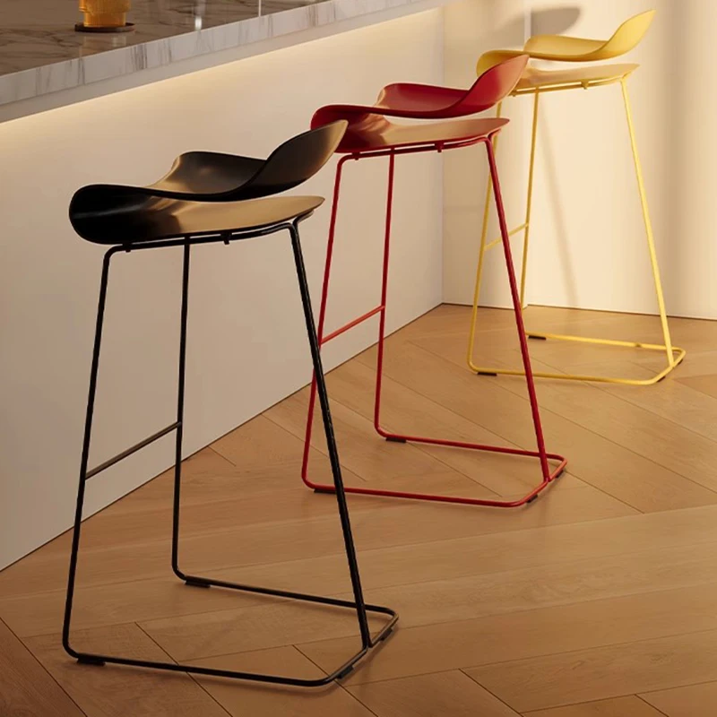 Modern Designer Bar Chairs Minimalist Counter Computer Metal Bar Stools Relaxing High Sillas Para Comedor Trendy Furniture