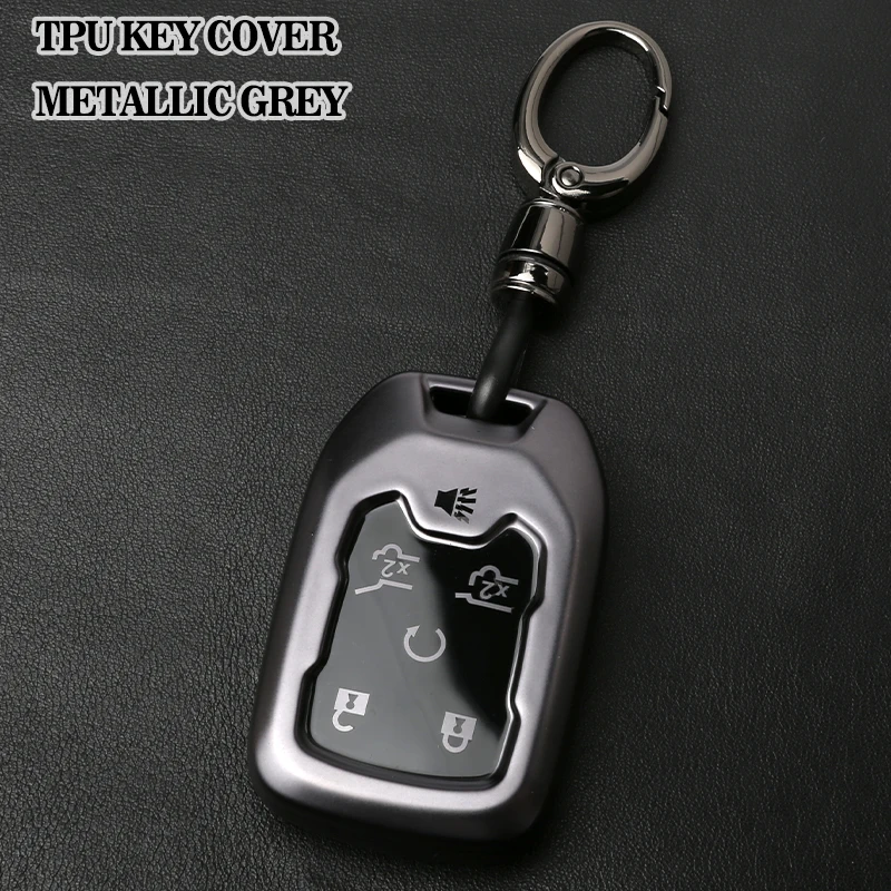 for GMC Key Fob Cover, Soft TPU Key Fob Case Full Protection for GMC Terrain Yukon Acadia Chevrolet Chevy Suburban Tahoe Smart