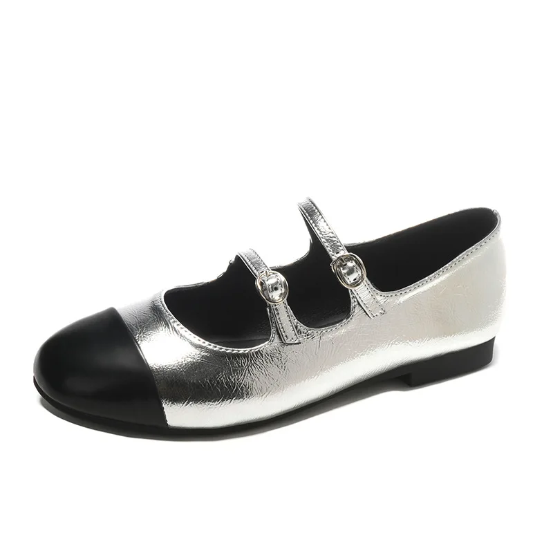 Scarpe Derby da donna scarpe da ginnastica Casual da donna con punta tonda colori misti appartamenti mocassino estivo in pelle nuovo vestito comodo