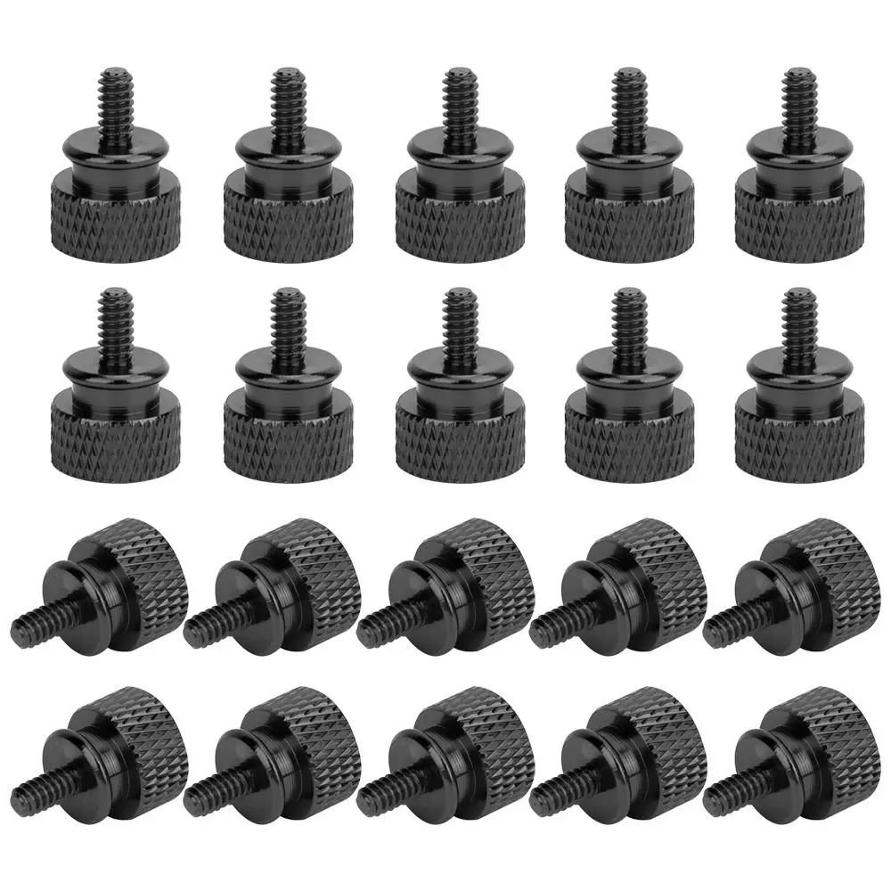 20pcs Knurled Aluminum Alloy Thumb Screws Anodic Oxidation 6#-32 Hand Tighten Screws Black Knurled Thumb Screw Computer Case