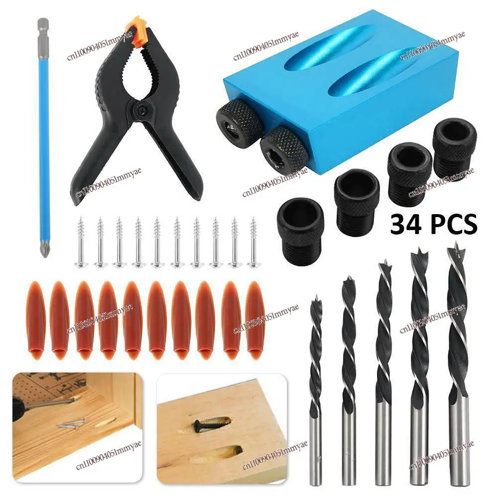 

Woodworking Pocket Hole Drilling Die Guide Sleeve Punch Positioning Bit Tool