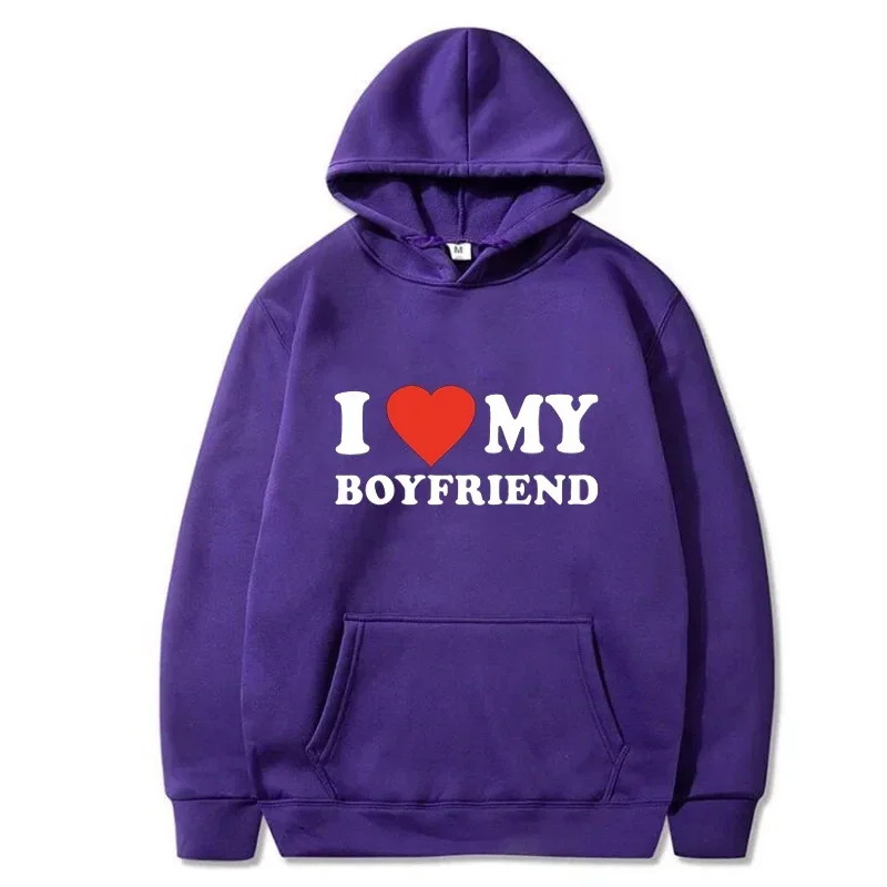 I Love My Boyfriend Girlfriend Printed Hoodie Couple Fashion Sports Shirt Harajuku Casual Top Sport Jogging Fleece Sweatshirt