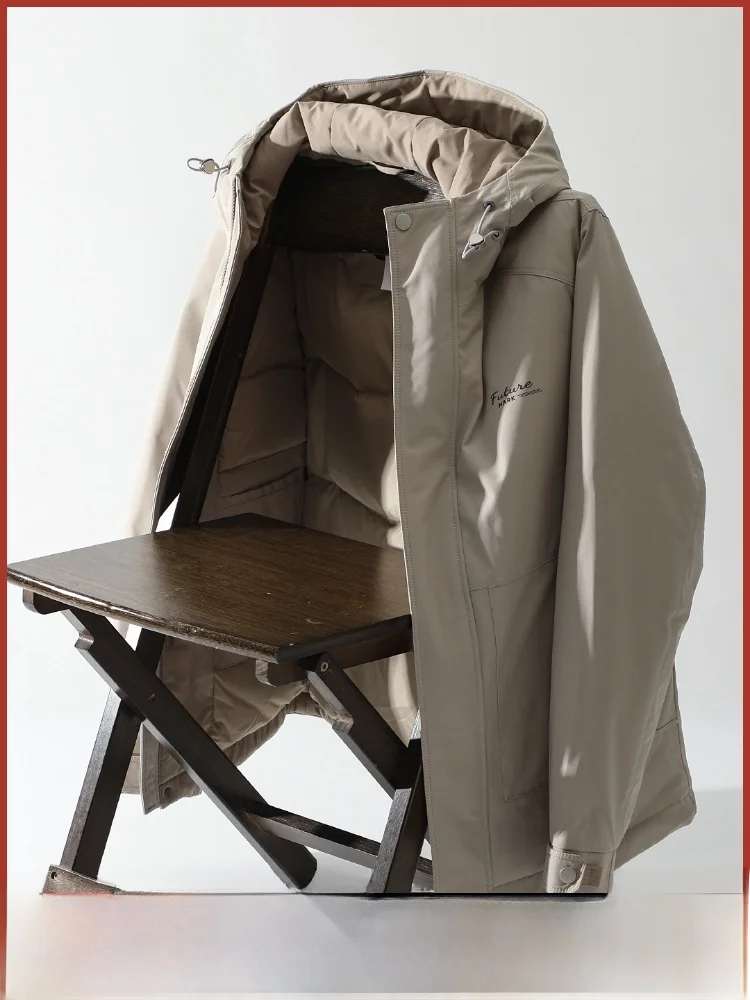 

Men's Ultra Soft 90 Du down Puffer Jaet Winter Faion Simple Thi Warm Hooded Durable Polyester Fiber Zipper Decoration