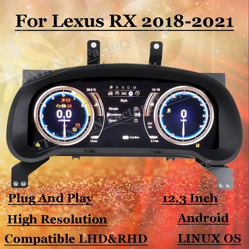 

Digital LCD Virtual Cluster Cockpit Android For For Lexus RX 2018 2019 2020 2021 Dashboard Panel Speed Meters