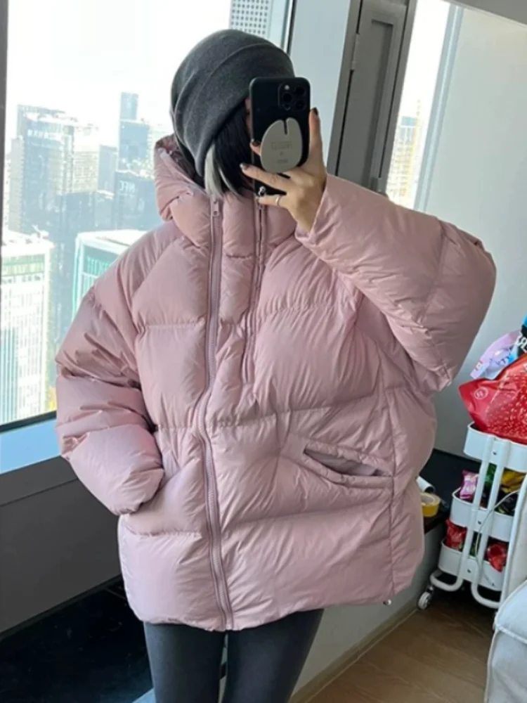 

Women's Winter Down Jacket Short Puffer Coats Korean Simple Stylish Zippers Parker Thickened Loose Warm Short Female Outerwears