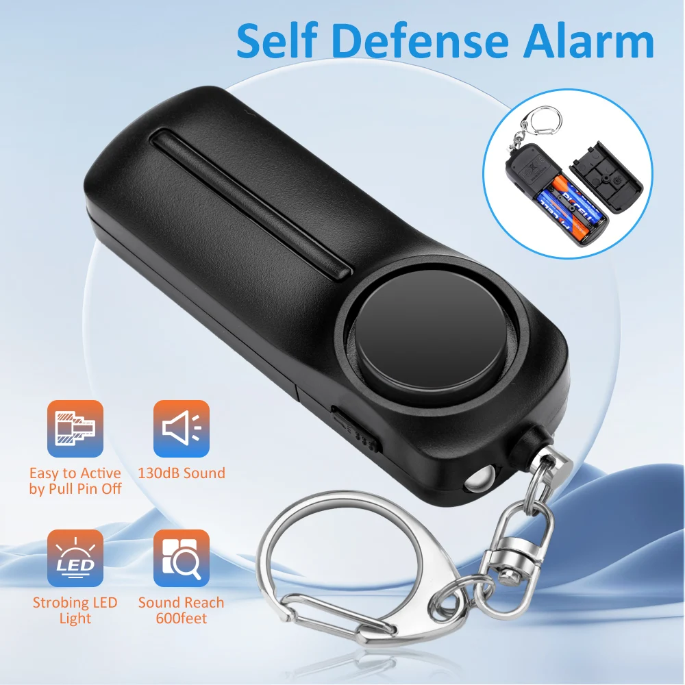 إنذار طوارئ مضاد للهجوم للنساء 130 ديسيبل إنذار للدفاع عن النفس إنذار أمان شخصي محمول مع سلسلة مفاتيح للأطفال والبنات والنساء #1